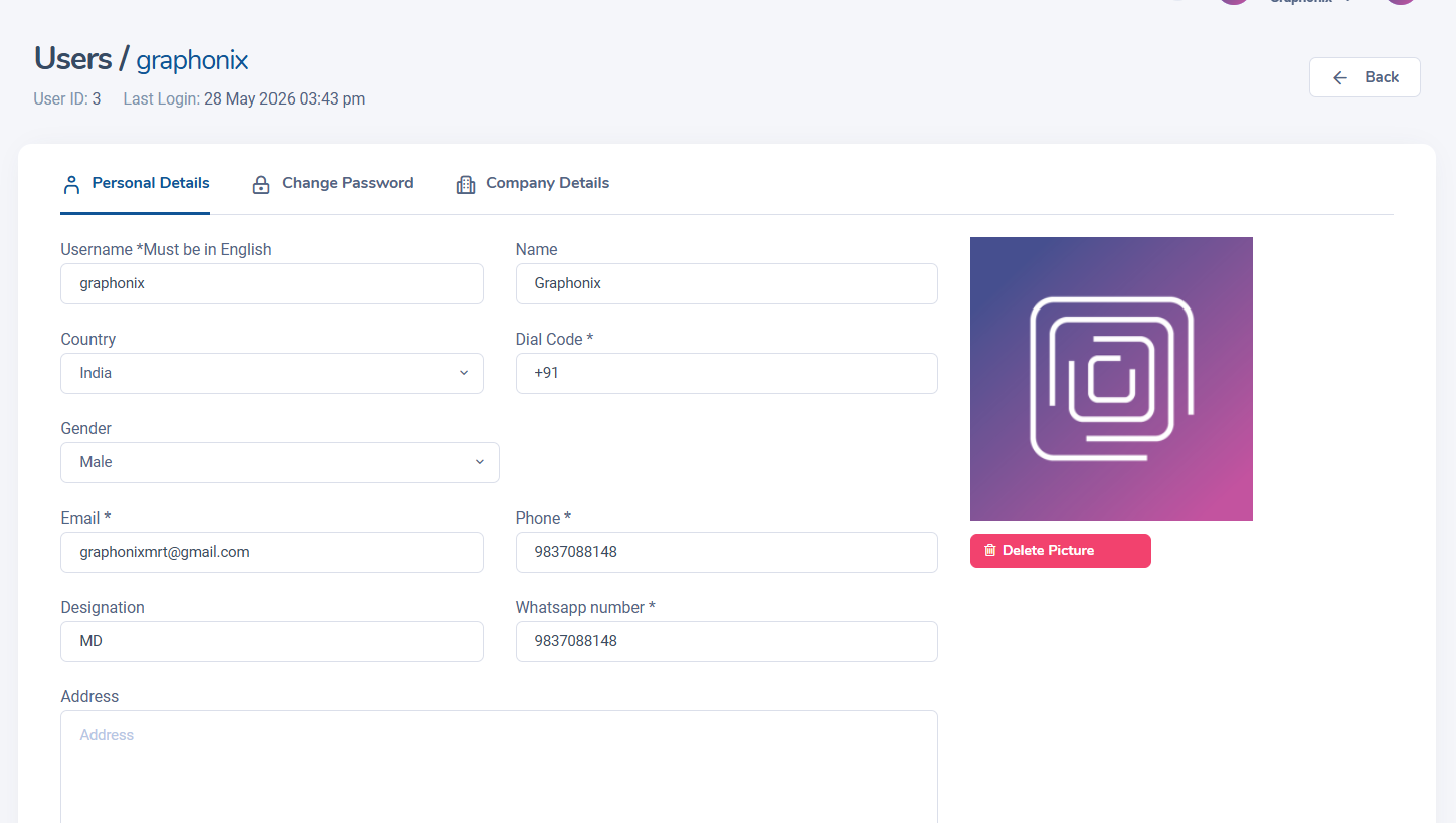 Update personal info