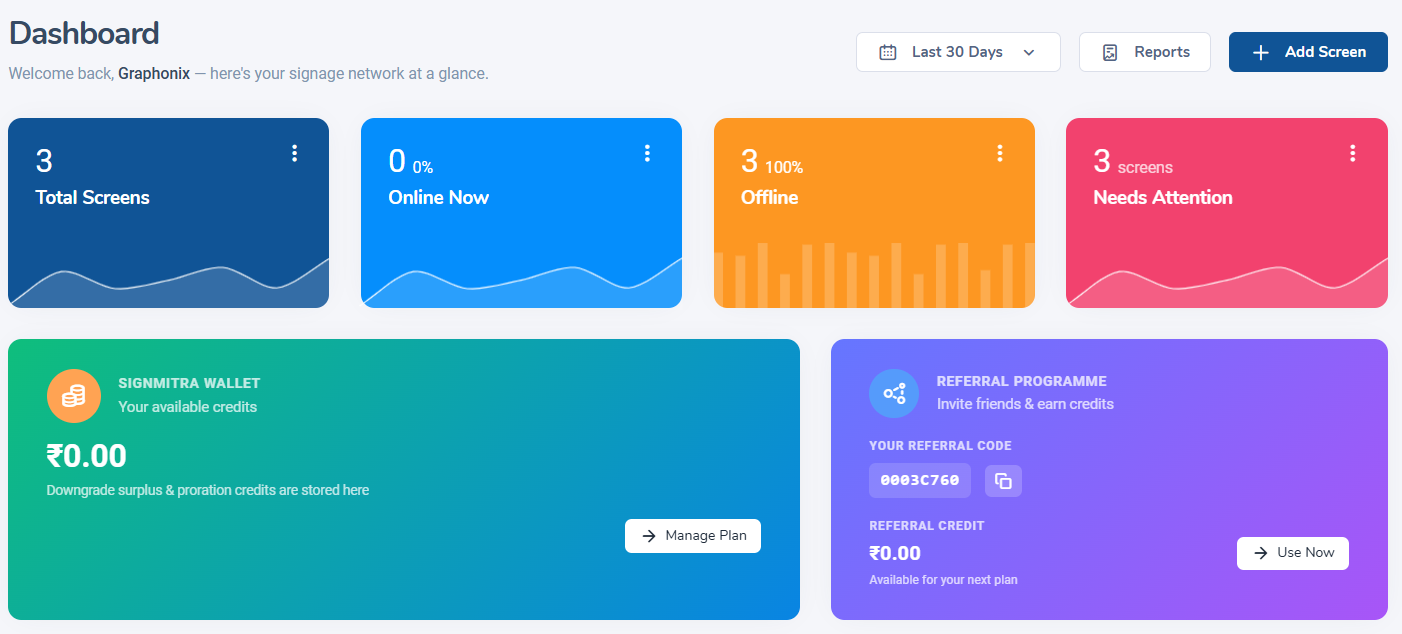 Dashboard overview cards