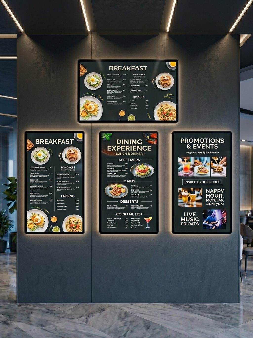 Replace static menus with dynamic digital displays